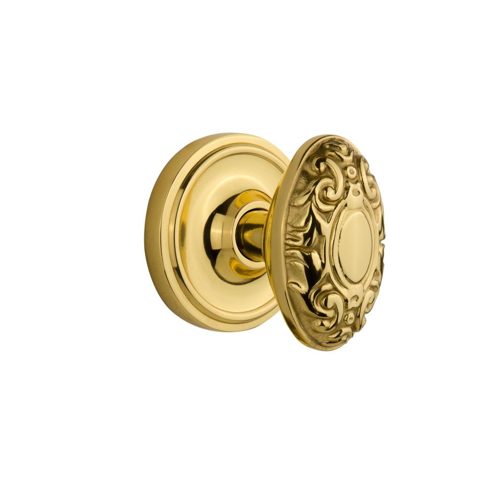 Nostalgic Warehouse CLAVIC Privacy Knob Classic Rosette with Victorian Knob in Polished Brass